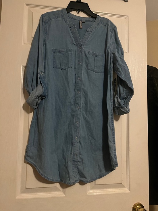 new directions Light Blue Denim Shirt Dress - Picture 2 of 7